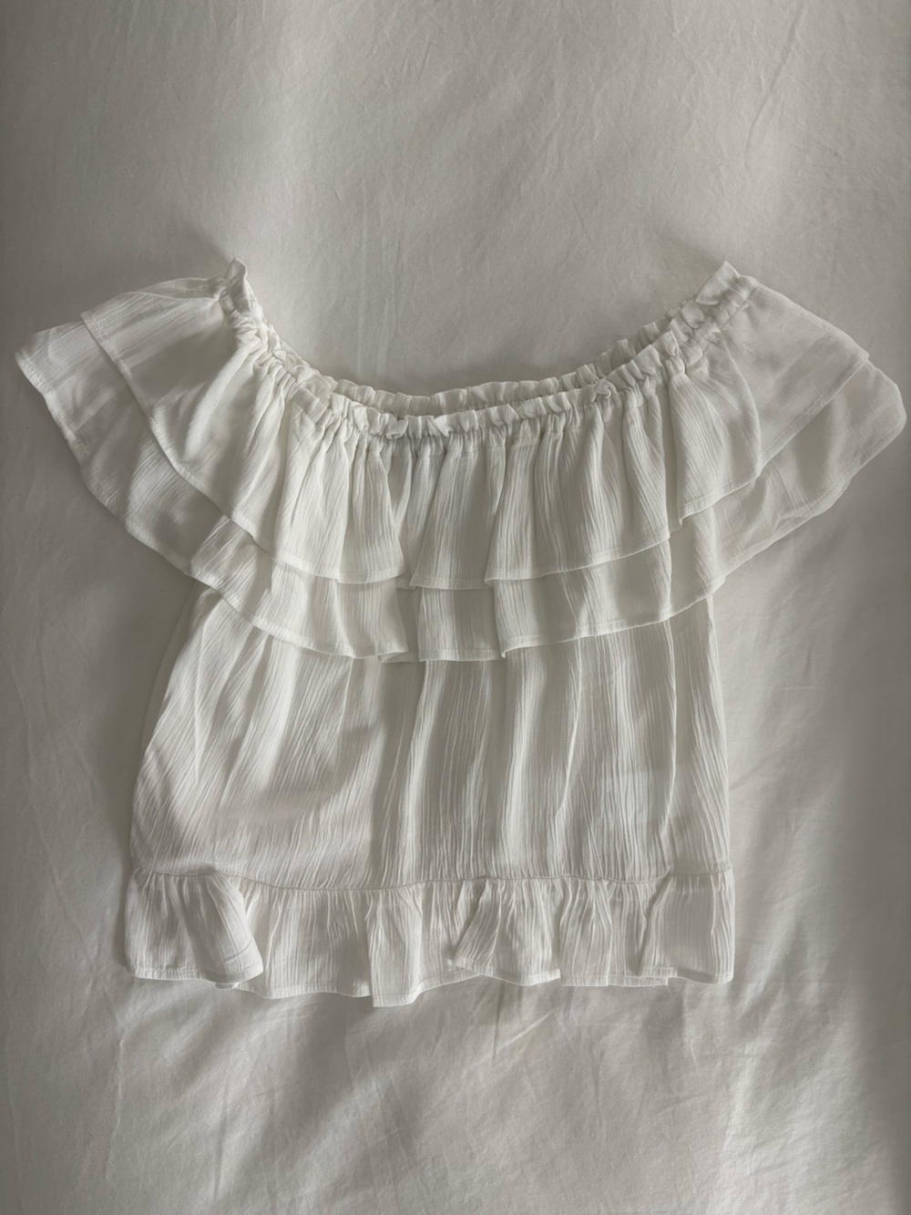 Express White Ruffled Off-Shoulder Top